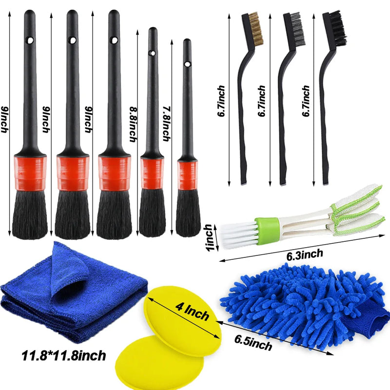 Kit de Escovas de Detalhamento - Escovas Elétricas para Furadeira, Almofadas de Polimento para Carro, Escova de Limpeza para Vents de Carro, Rodas e Remoção de Poeira e Sujeira