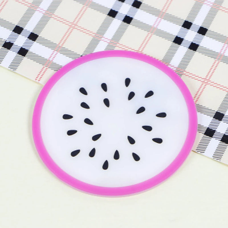 Porta-Copos de Silicone em Formato de Fruta – Antiderrapante, Isolante Térmico e Decorativo para sua Cozinha e Mesa