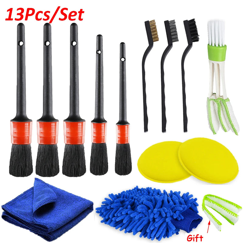 Kit de Escovas de Detalhamento - Escovas Elétricas para Furadeira, Almofadas de Polimento para Carro, Escova de Limpeza para Vents de Carro, Rodas e Remoção de Poeira e Sujeira