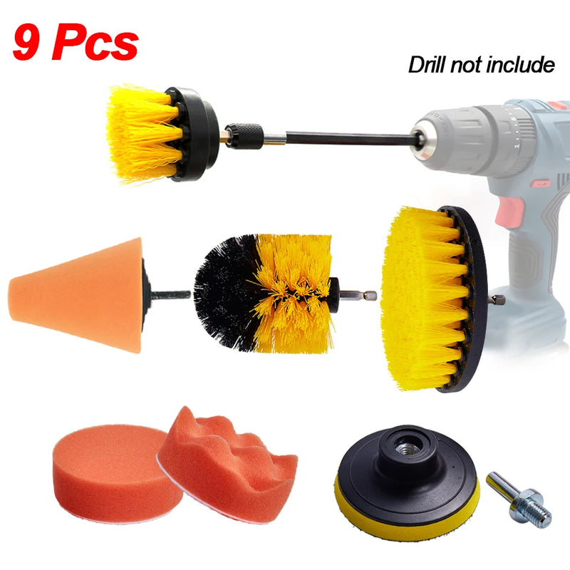Kit de Escovas de Detalhamento - Escovas Elétricas para Furadeira, Almofadas de Polimento para Carro, Escova de Limpeza para Vents de Carro, Rodas e Remoção de Poeira e Sujeira