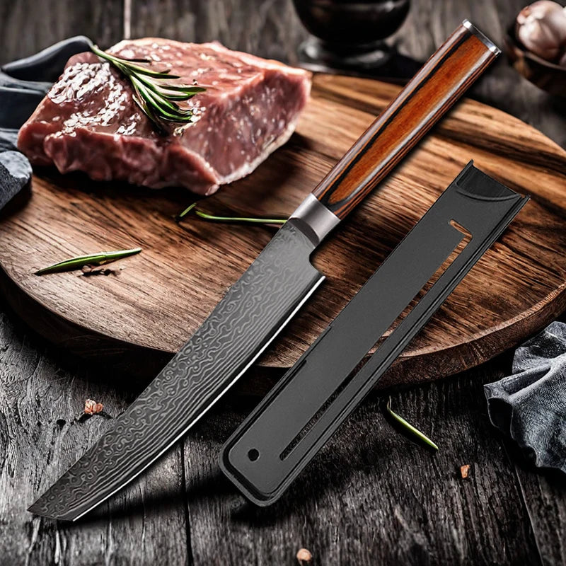 Faca de Chef Japonesa de Aço Damasco de 67 Camadas - Faca de Corte de Carne, Peixe, Sushi e Filé, Ferramenta de Cozinha Profissional