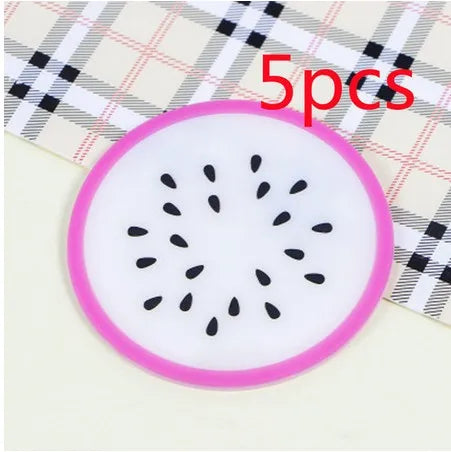 Porta-Copos de Silicone em Formato de Fruta – Antiderrapante, Isolante Térmico e Decorativo para sua Cozinha e Mesa
