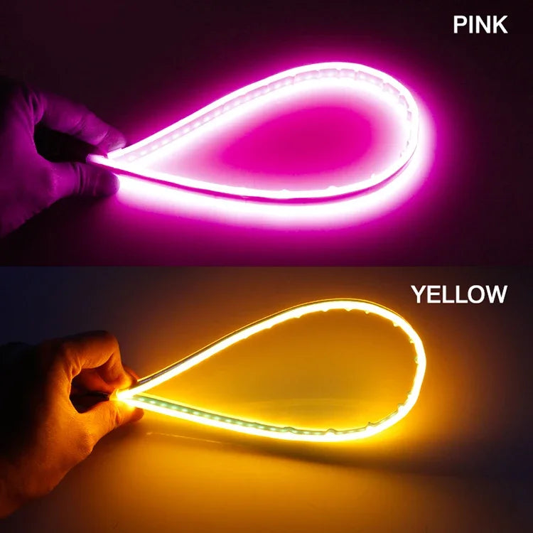 2 Peças de Faixa de LED 12V para Farol de Carro, Luzes de Corrida Diurna (DRL), Sinal de Direção, Luzes Sequenciais, Switchback - 30cm/45cm/60cm