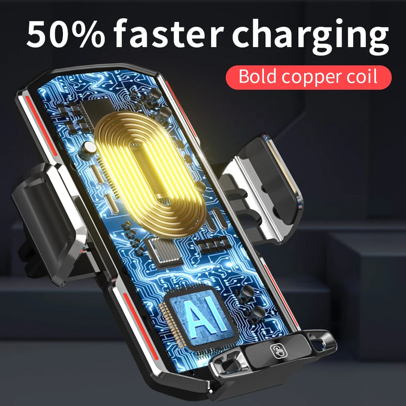 Suporte Magnético para Celular com Carregamento Rápido Sem Fio 66W - Suporte de Indução por Infravermelho para Ventilação do Carro