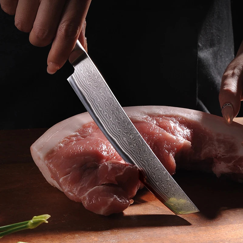 Faca de Chef Japonesa de Aço Damasco de 67 Camadas - Faca de Corte de Carne, Peixe, Sushi e Filé, Ferramenta de Cozinha Profissional