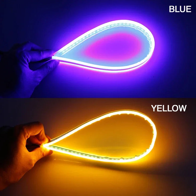 2 Peças de Faixa de LED 12V para Farol de Carro, Luzes de Corrida Diurna (DRL), Sinal de Direção, Luzes Sequenciais, Switchback - 30cm/45cm/60cm