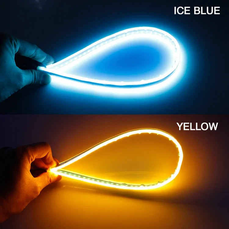2 Peças de Faixa de LED 12V para Farol de Carro, Luzes de Corrida Diurna (DRL), Sinal de Direção, Luzes Sequenciais, Switchback - 30cm/45cm/60cm