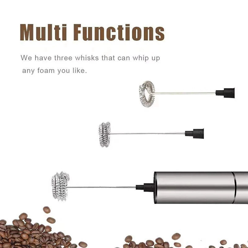 Batedor Elétrico de Leite Sem Fio - Misturador Manual Potente de Espuma, Cabeça de Batedor em Aço Inoxidável para Café e Capuccino