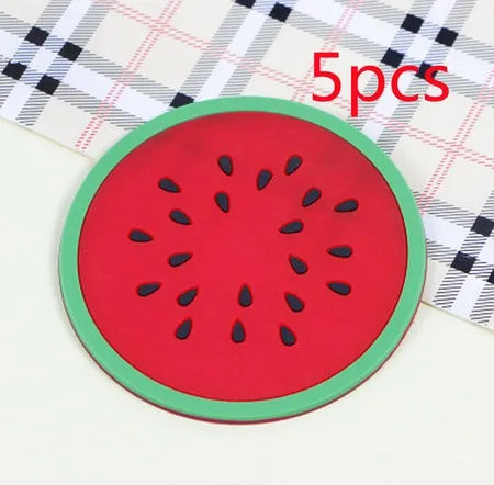 Porta-Copos de Silicone em Formato de Fruta – Antiderrapante, Isolante Térmico e Decorativo para sua Cozinha e Mesa
