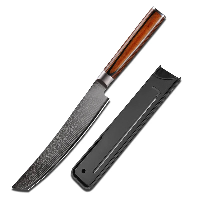 Faca de Chef Japonesa de Aço Damasco de 67 Camadas - Faca de Corte de Carne, Peixe, Sushi e Filé, Ferramenta de Cozinha Profissional