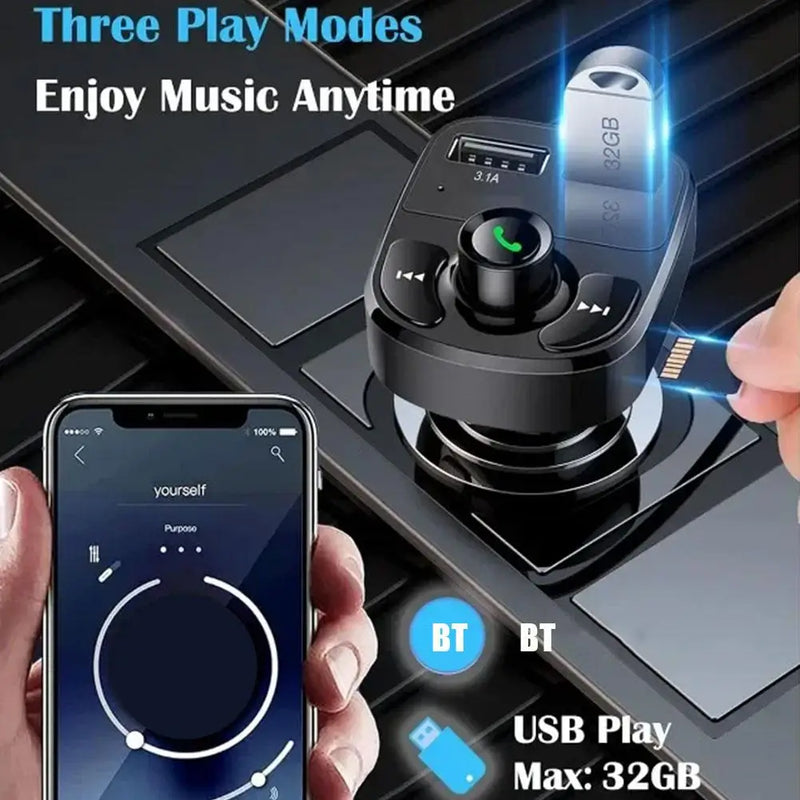 Carregador de Carro Sem Fio com Transmissor Bluetooth FM e Chamadas Mãos Livres