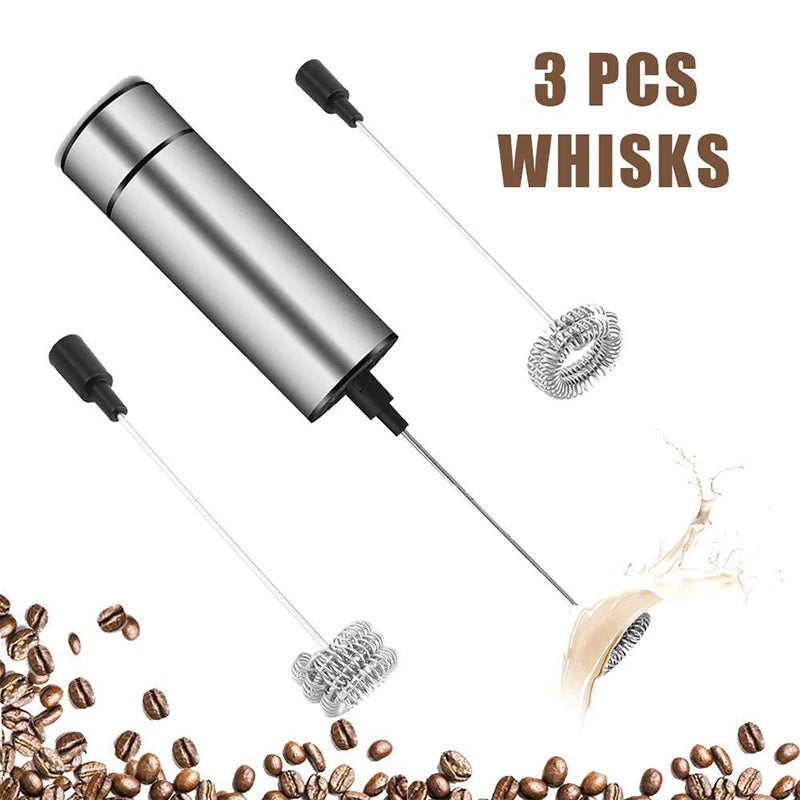 Batedor Elétrico de Leite Sem Fio - Misturador Manual Potente de Espuma, Cabeça de Batedor em Aço Inoxidável para Café e Capuccino