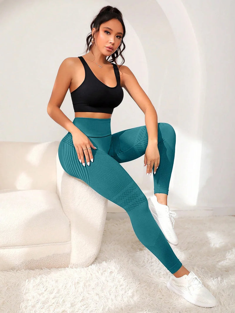Calças Esportivas com Linhas Sensuais, Levantando os Glúteos – Calças Fitness Justas de Cintura Alta, Elásticas, Ideais para Corrida, Yoga e Atividades Físicas Femininas.