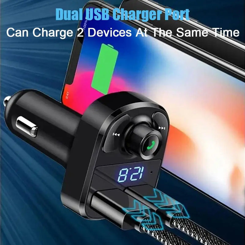 Carregador de Carro Sem Fio com Transmissor Bluetooth FM e Chamadas Mãos Livres
