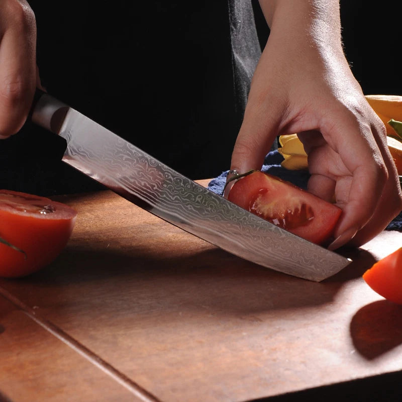 Faca de Chef Japonesa de Aço Damasco de 67 Camadas - Faca de Corte de Carne, Peixe, Sushi e Filé, Ferramenta de Cozinha Profissional
