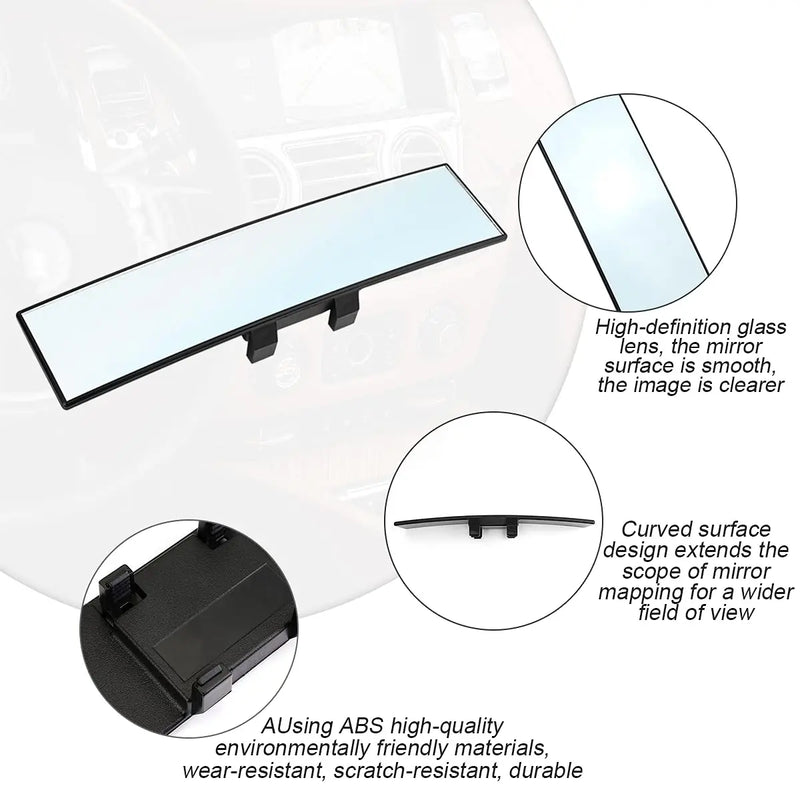 Espelho Retrovisor Interno de Visão Ampla – Antirreflexo, Auxiliar para Ré e Dirigibilidade, Design Curvado de Grande Alcance!