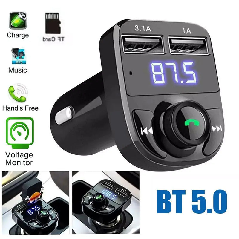 Carregador de Carro Sem Fio com Transmissor Bluetooth FM e Chamadas Mãos Livres