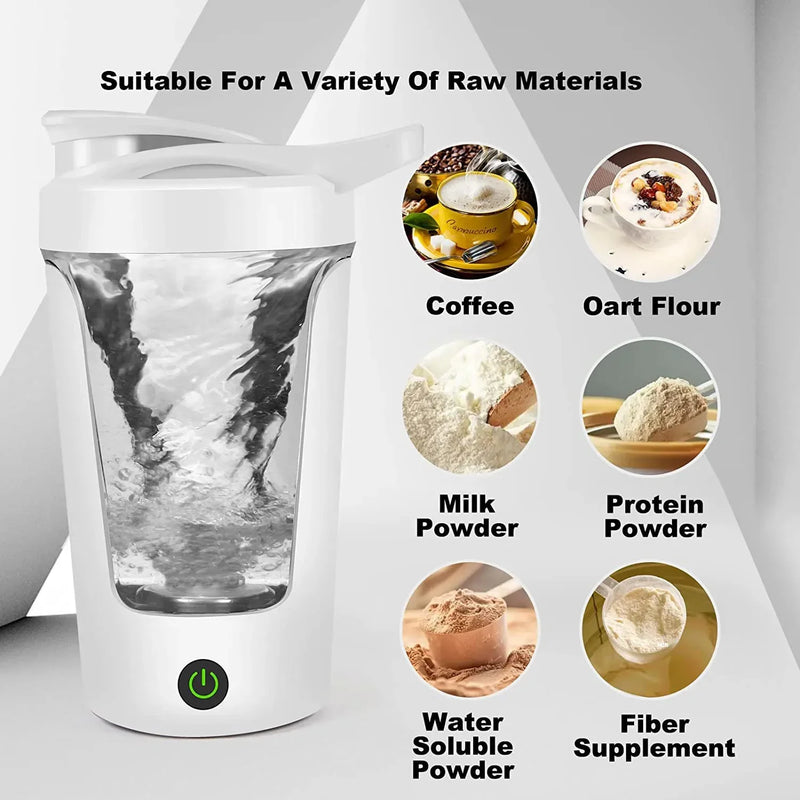 Copo de Mistura Elétrico 450ml – Coqueteleira Portátil para Proteínas, Bate-mais para Viagem, Casa, Escritório e Cozinha