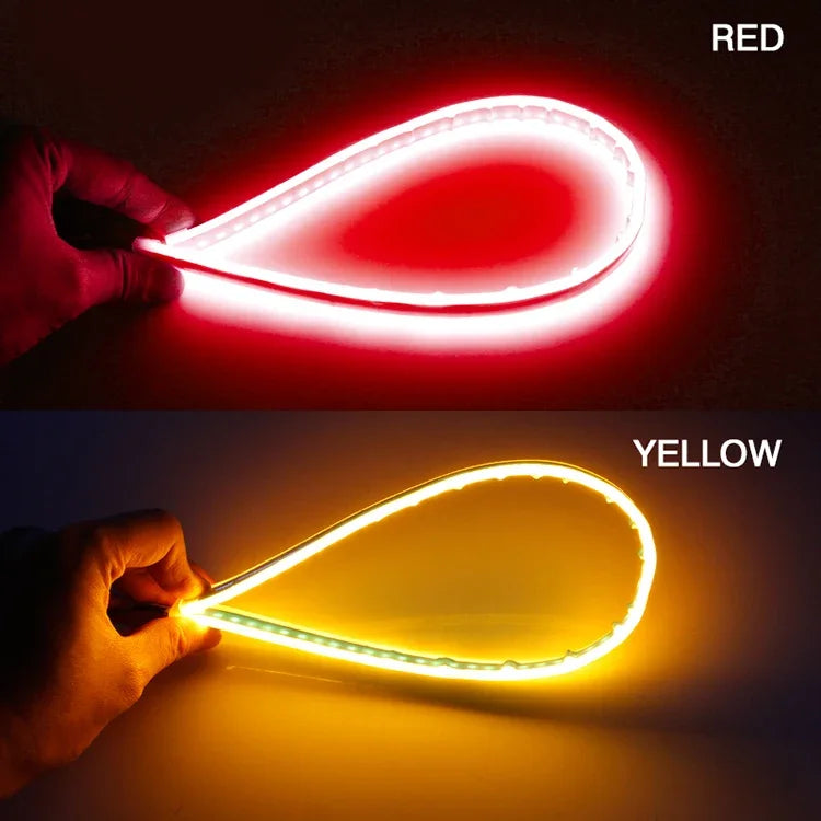 2 Peças de Faixa de LED 12V para Farol de Carro, Luzes de Corrida Diurna (DRL), Sinal de Direção, Luzes Sequenciais, Switchback - 30cm/45cm/60cm