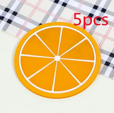 Porta-Copos de Silicone em Formato de Fruta – Antiderrapante, Isolante Térmico e Decorativo para sua Cozinha e Mesa
