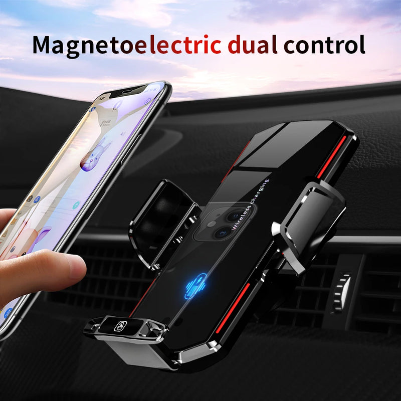 Suporte Magnético para Celular com Carregamento Rápido Sem Fio 66W - Suporte de Indução por Infravermelho para Ventilação do Carro