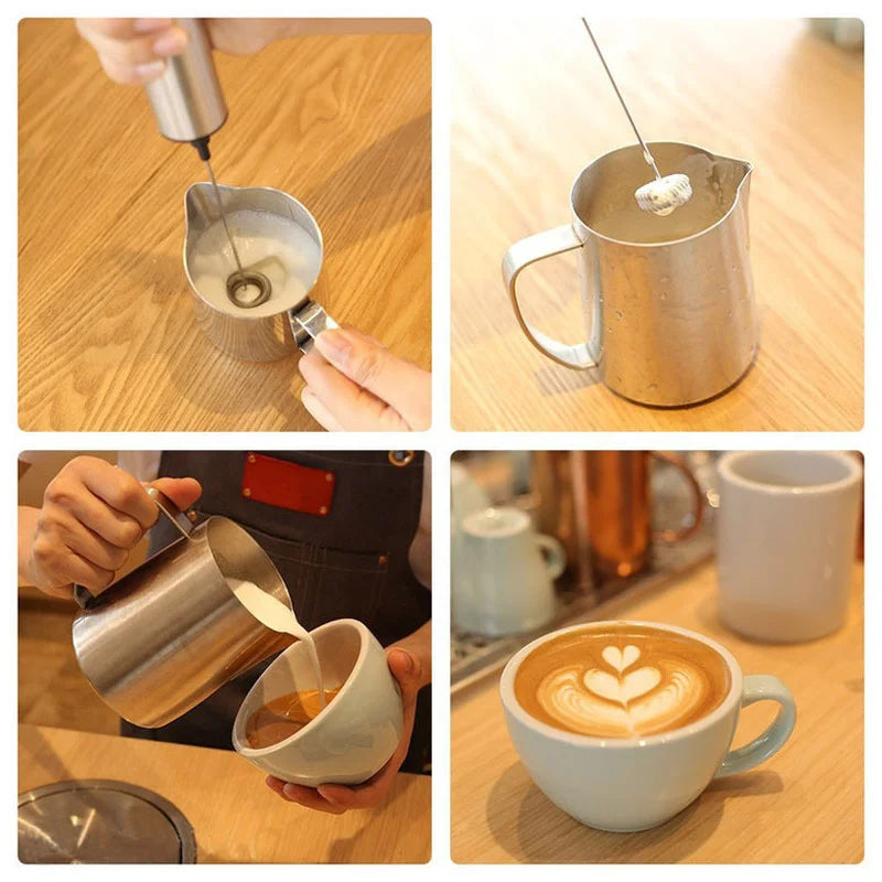 Batedor Elétrico de Leite Sem Fio - Misturador Manual Potente de Espuma, Cabeça de Batedor em Aço Inoxidável para Café e Capuccino