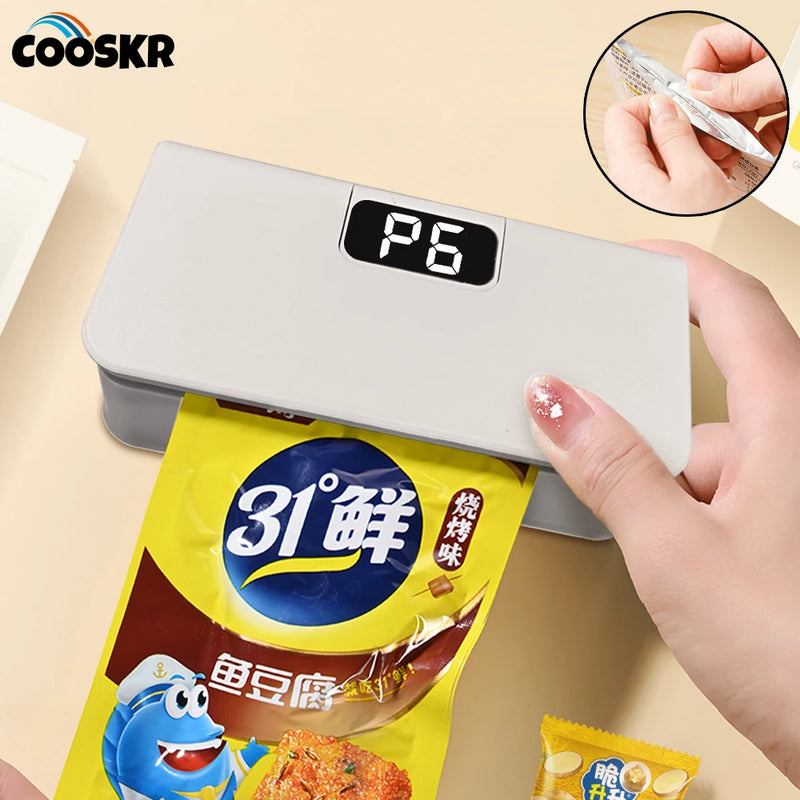 Seladora de Sacos Plásticos 2 em 1 – Máquina Portátil de Selagem a Quente para Embalagem de Alimentos